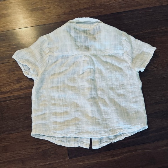 FREE🌟 Tilly’s Sky & Sparrow plaid Cream Camp Shirt Sheer White Linen Button Down - Picture 5 of 8